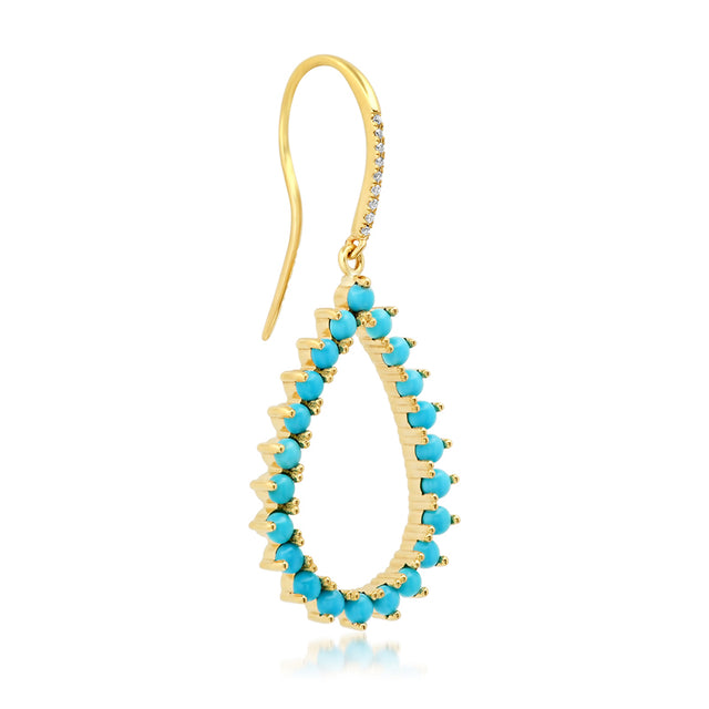 3-Prong Turquoise Open Teardrop Earrings
