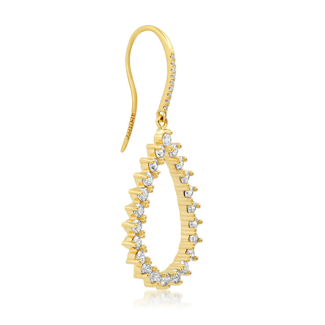 3-Prong Diamond Open Teardrop Earrings