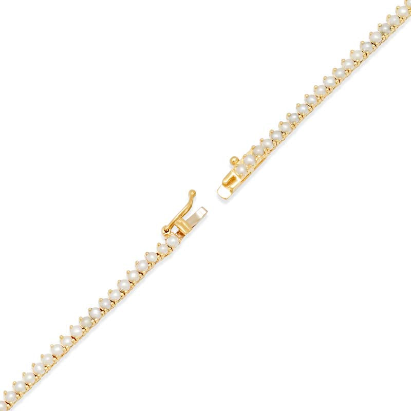 3-Prong Pearl Tennis Necklace