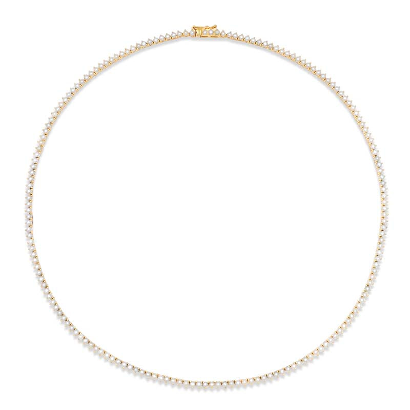 3-Prong Pearl Tennis Necklace