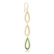 Triple 3-Prong Diamond and Emerald Open Teardrop Earrings