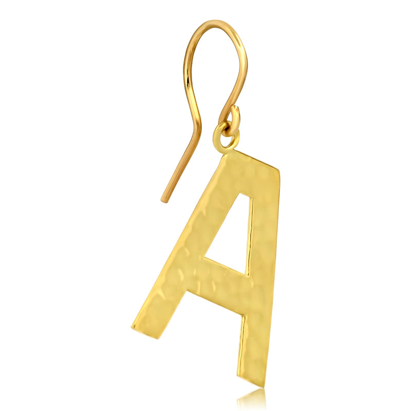 Hammered Letter Earring - A
