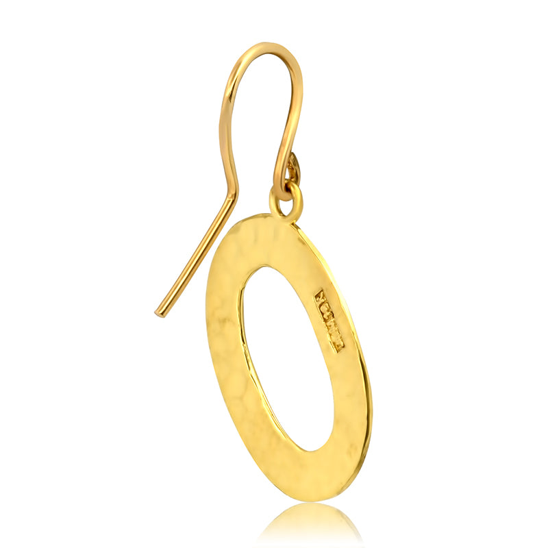 Hammered Letter Earring - O