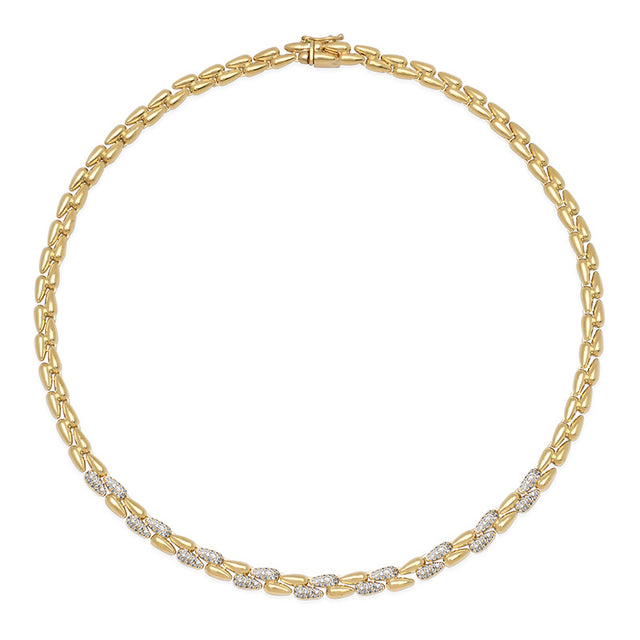 Small Double Dome Tennis Necklace with Diamond Accents