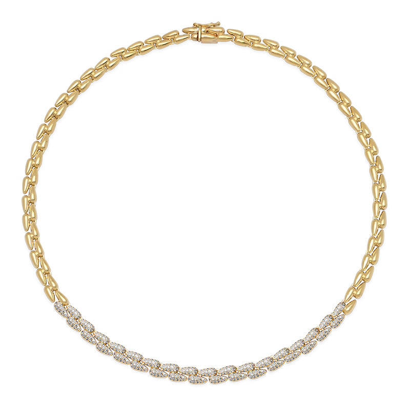 Small Double Dome Tennis Necklace with 1/3 Diamond Pave