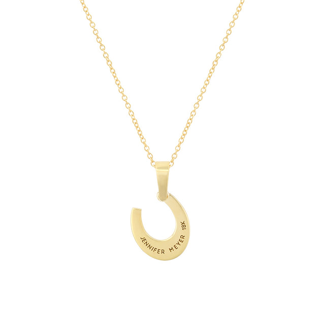 Horseshoe Pendant Necklace with Diamond Accents