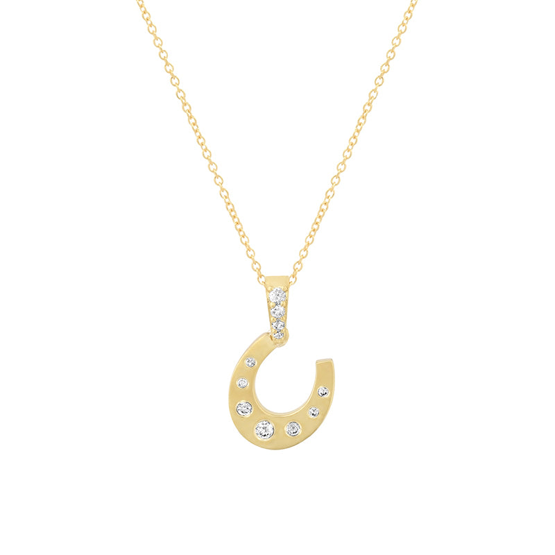 Horseshoe Pendant Necklace with Diamond Accents