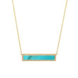 Turquoise Inlay Bar Necklace with Diamonds