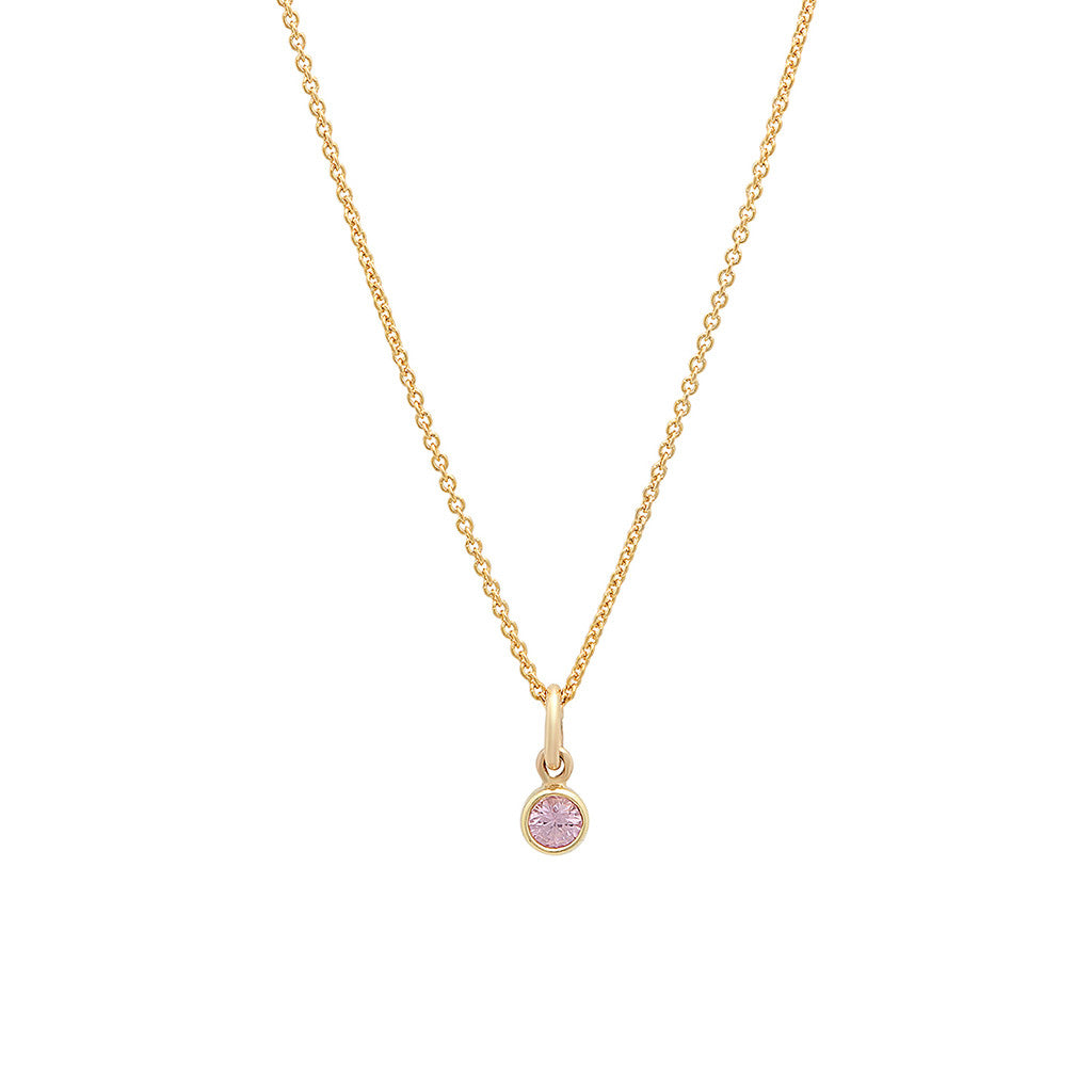 Large Pink Sapphire Single Bezel Necklace