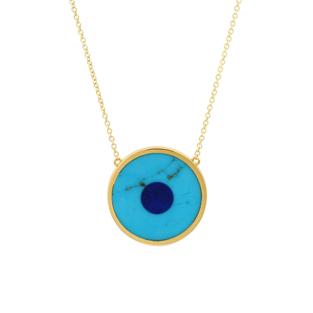 Turquoise Inlay Evil Eye Necklace