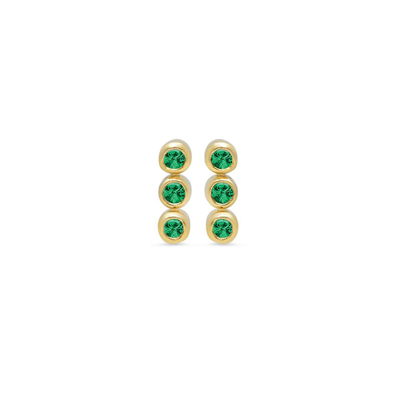 3 Mini Emerald Bezel Studs
