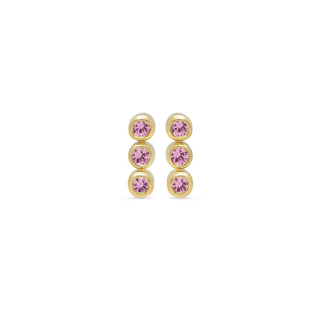 3 Mini Pink Sapphire Bezel Studs