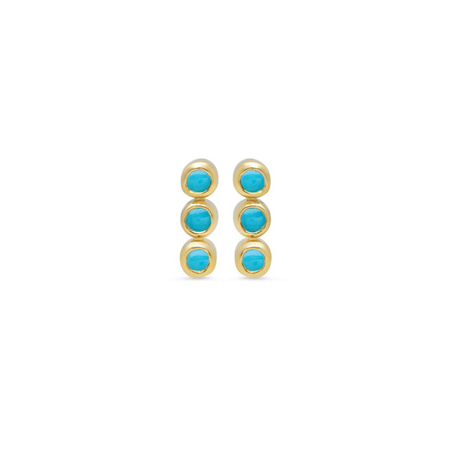 3 Mini Turquoise Bezel Studs