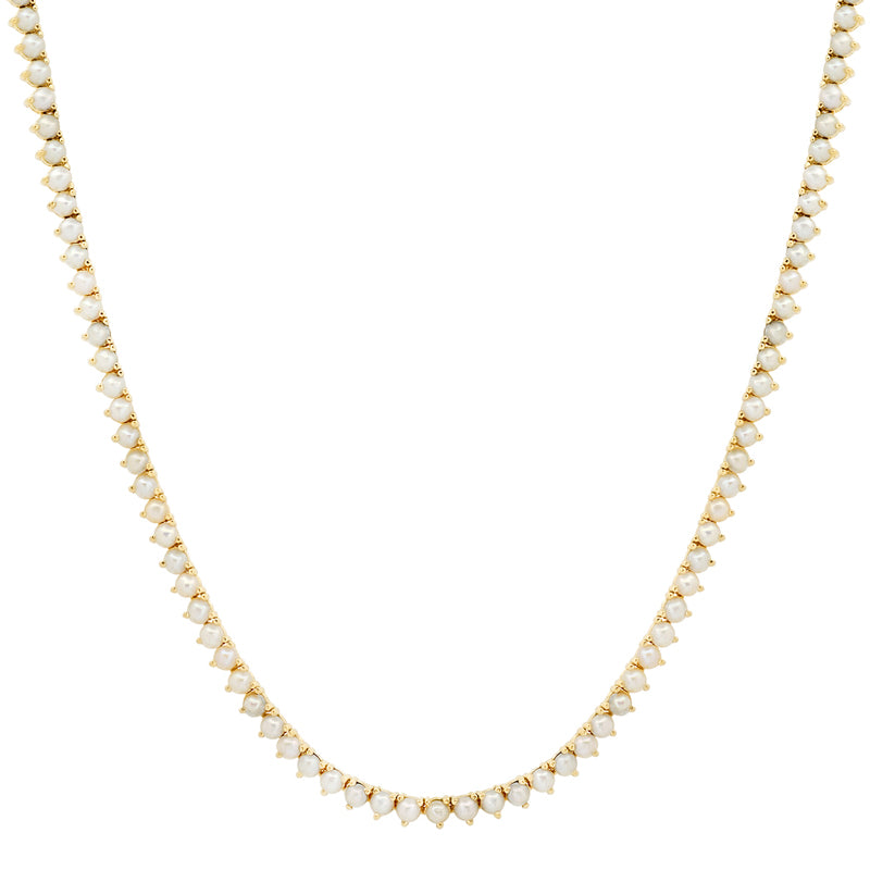 3-Prong Pearl Tennis Necklace