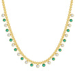 Mini Bezel Tennis Necklace with 1/3 Diamond and Emerald Bezel Accents