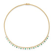 Mini Bezel Tennis Necklace with 1/3 Diamond and Emerald Bezel Accents