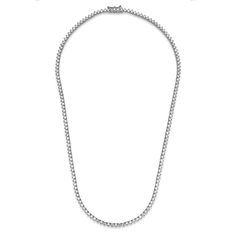 White Gold 3-Prong Diamond Tennis Necklace