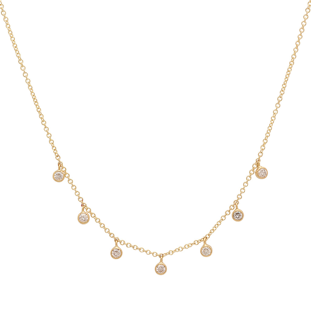 7 Mini Diamond Bezel Dangle Necklace