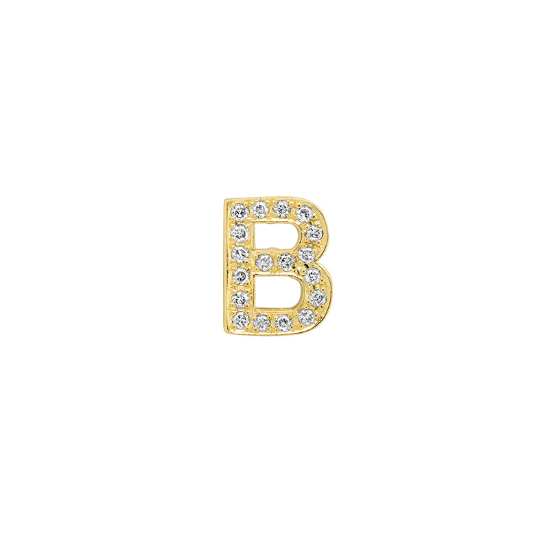 Diamond Mini Uppercase Letter Stud - B