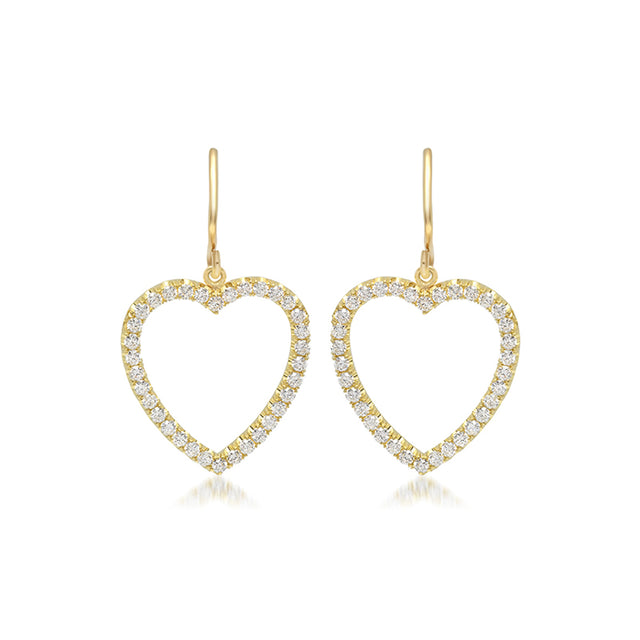 Diamond Large Open Heart Drop Earrings