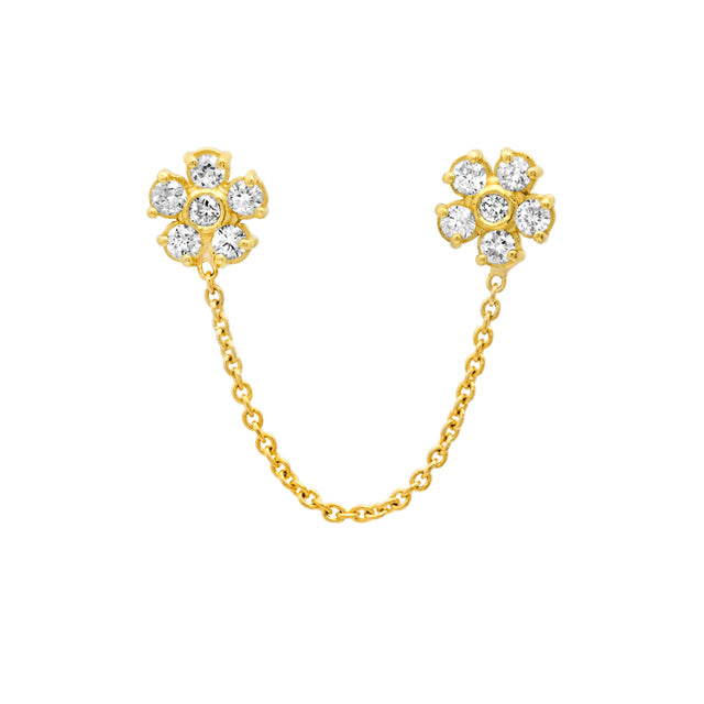Diamond Double Flower Stud