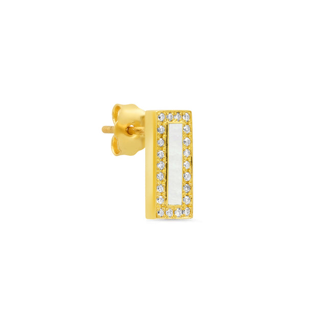 Mother of Pearl Inlay Bar Studs with Diamonds