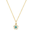 Large Diamond Flower Necklace with Turquoise Center
