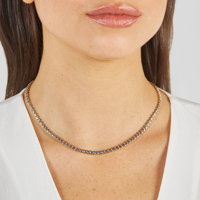 Diamond Mini Bezel Tennis Necklace