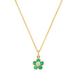 Large Emerald Flower Necklace with Diamond Center