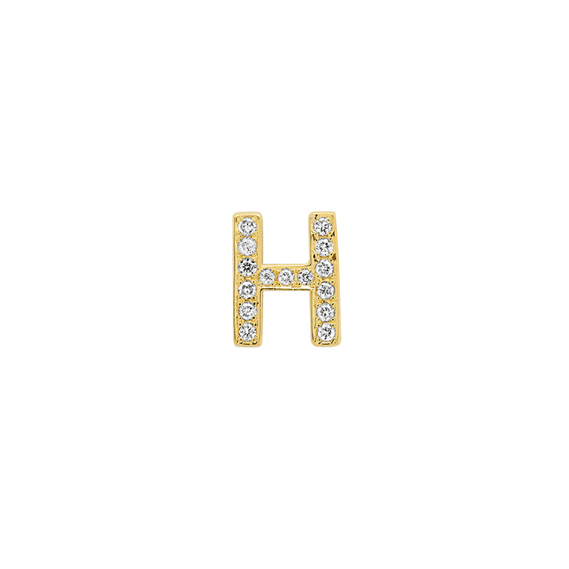 Diamond Mini Uppercase Letter Stud - H