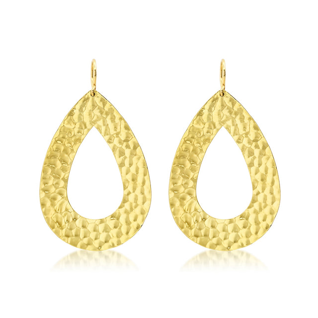 Large Hammered Open Teardrop Earrings