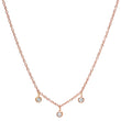 Rose Gold 3 Mini Diamond Bezel Dangle Necklace