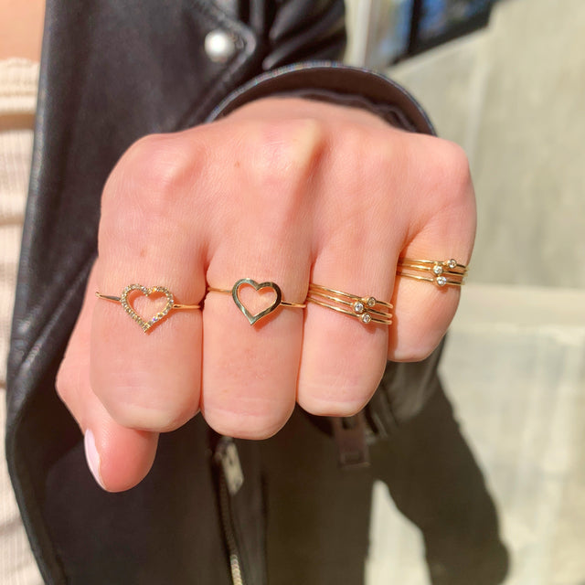 Diamond Small Open Heart Ring