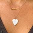 Mother of Pearl Inlay Heart Necklace with Diamonds