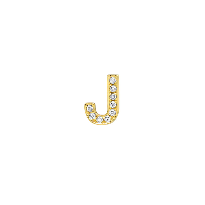 Diamond Mini Uppercase Letter Stud - J