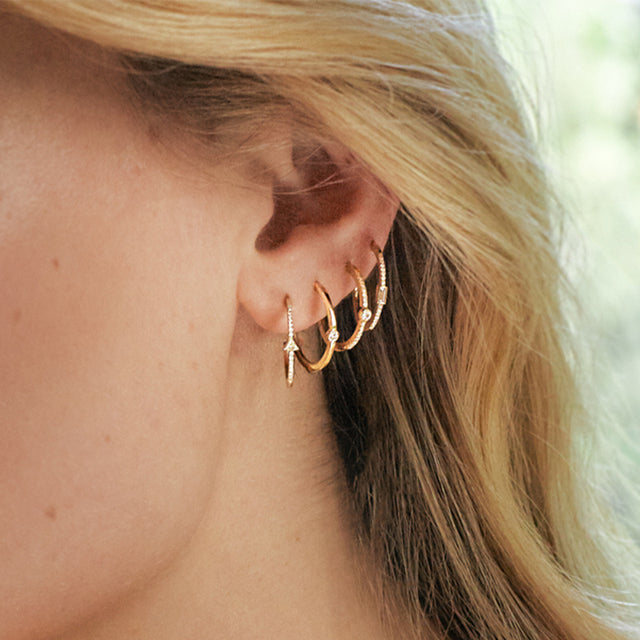 Diamond Small Hoops with Trillion-Cut Diamond Accent