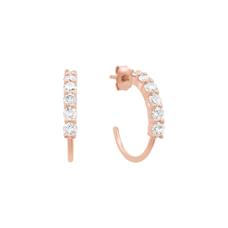 Rose Gold Small 4-Prong Diamond Hoops