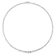 White Gold Large Graduated 3-Prong Diamond Tennis Necklace