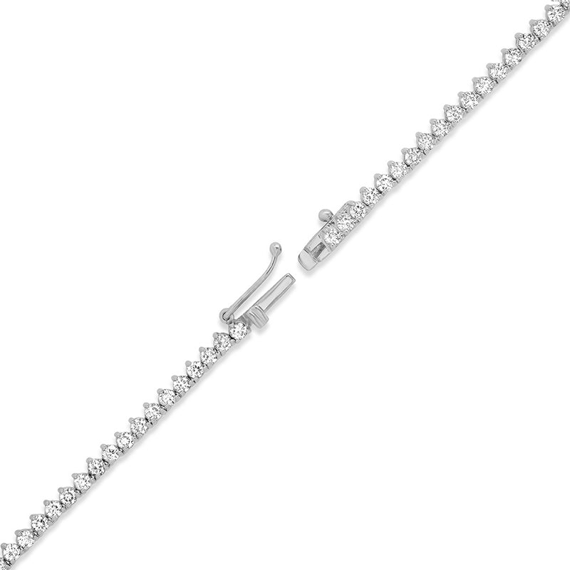 White Gold Large Graduated 3-Prong Diamond Tennis Necklace