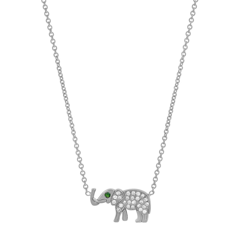 White Gold Diamond Mini Elephant Necklace