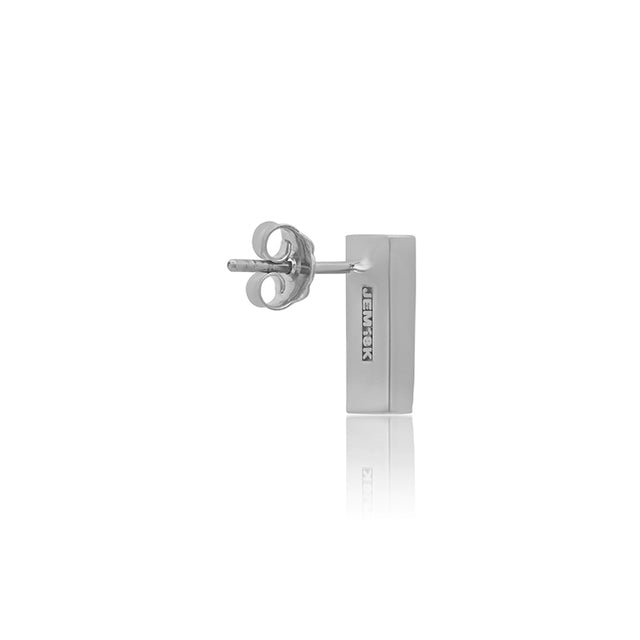 White Gold Onyx Inlay Bar Studs with Diamonds