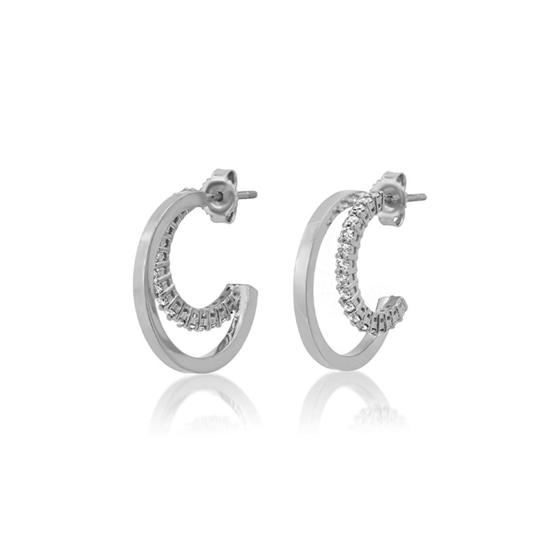 White Gold Small Double Hoops