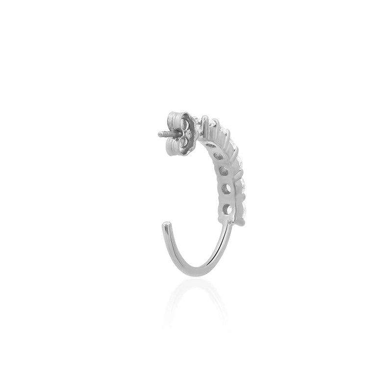 White Gold Small 4-Prong Diamond Hoops