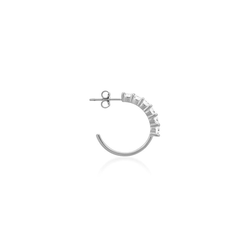 White Gold Small 4-Prong Diamond Hoops