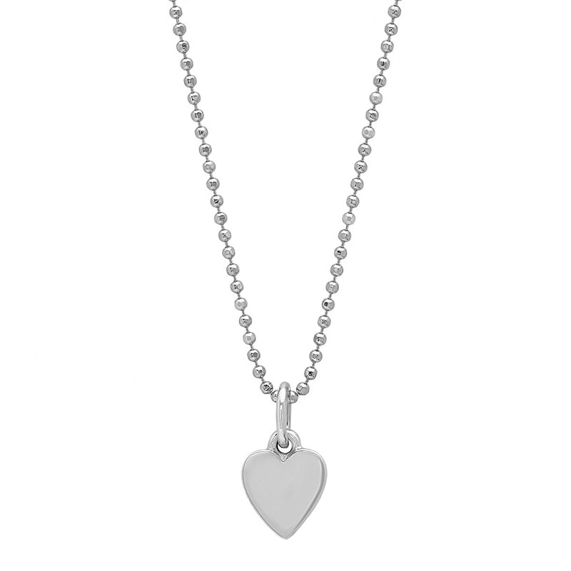 White Gold Mini Heart Charm Necklace