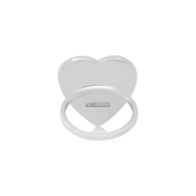 White Gold Onyx Inlay Heart Ring