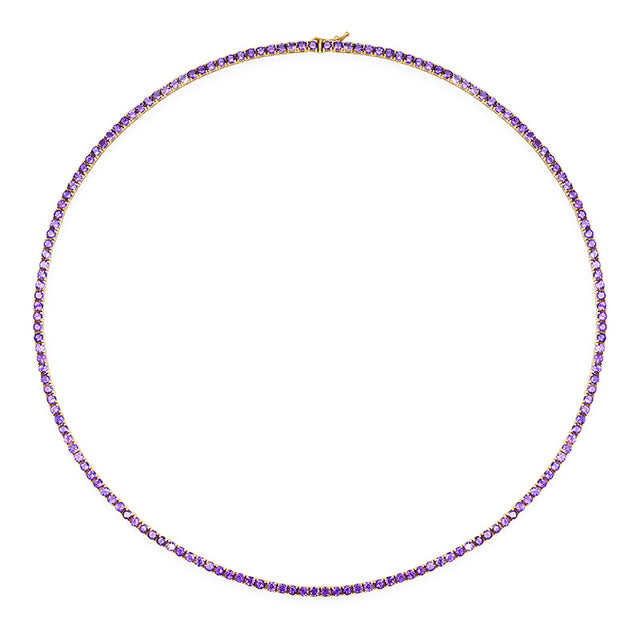Large 4-Prong Amethyst Tennis Necklace
