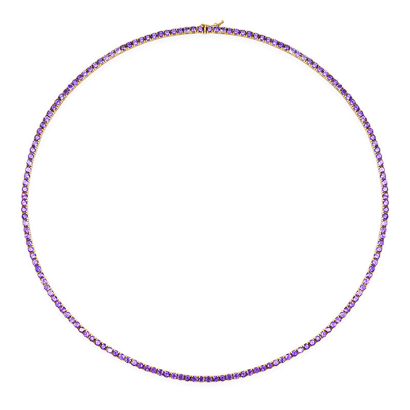 Large 4-Prong Amethyst Tennis Necklace