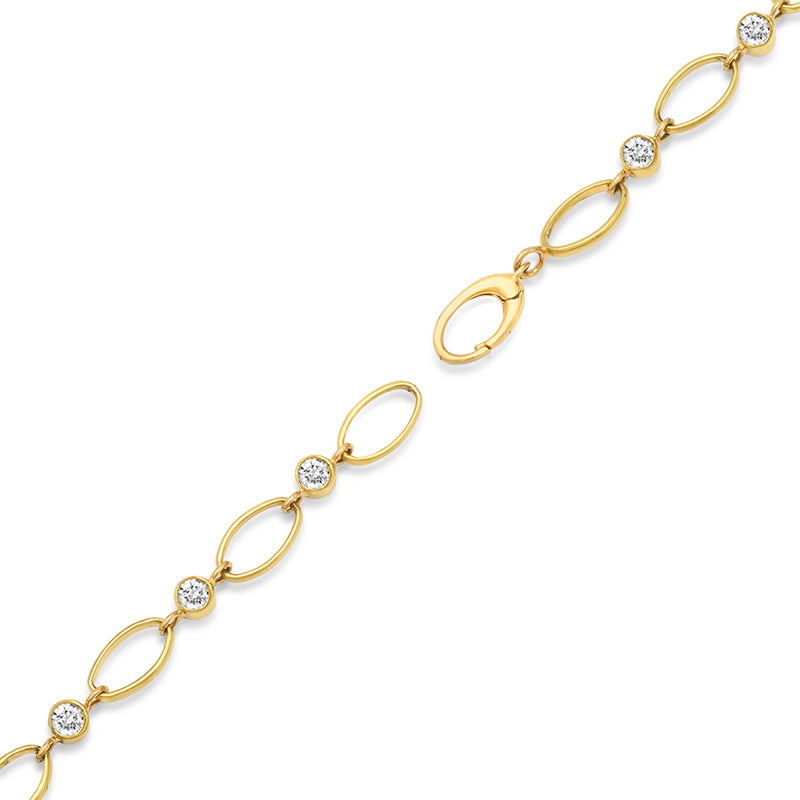 Medium Edith Link Necklace with Diamond Bezel Accents