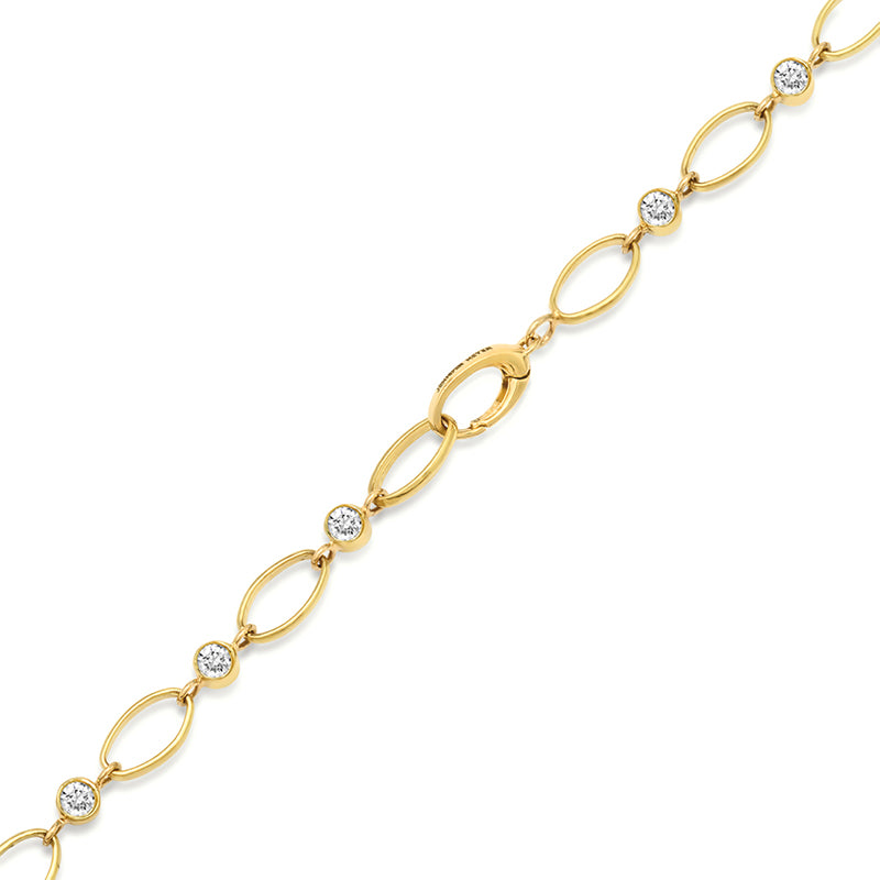 Medium Edith Link Necklace with Diamond Bezel Accents